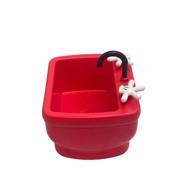 Disney Mickey Mouse Kitchen Sink Ice Cream Dessert Sundae Bowl Dish Red Plastic - Picture 8 of 16